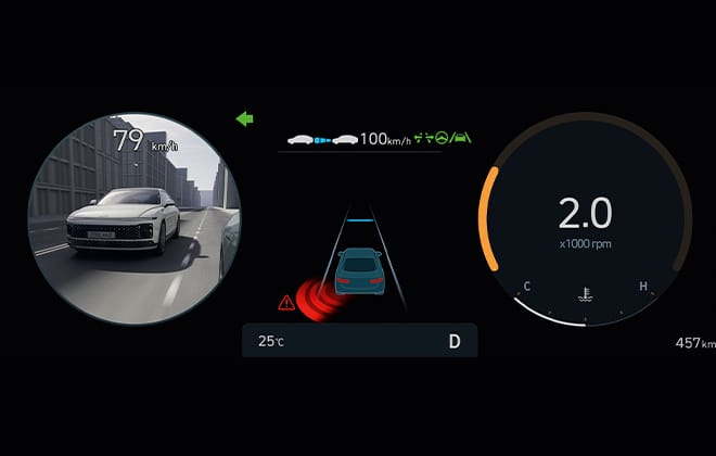 تًعرض صورة النقطة العمياء للاتجاه الذي تتخذه السيارة.